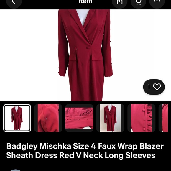 Badgley Mischka Red Blazer Dress size 4 **host pick**🥳 - Picture 2 of 12